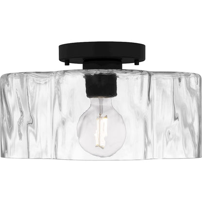 Lilly 1 Light Semi-Flush Mount, Black/Clear Water Glass