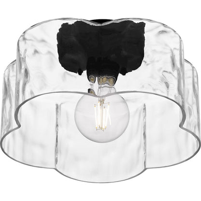 Lilly 1 Light Semi-Flush Mount, Black/Clear Water Glass