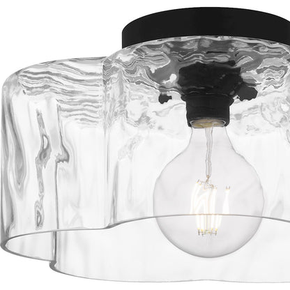 Lilly 1 Light Semi-Flush Mount, Black/Clear Water Glass
