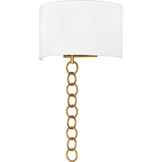 Quoizel Baynes 2Light Wall Sconce, Brushed Gold/White Fabric - QW6798BRG