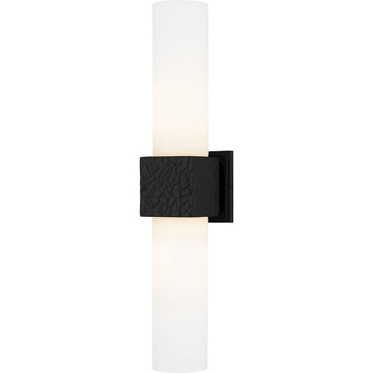 Quoizel Arline 2Light Wall Sconce, Matte Black/Opal Etched Glass - QW6800MBK