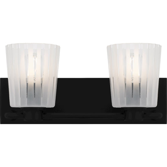Quoizel Gray 2Lt Bath Light, Black/Clear Ribbed Sandblasted - RAY8616MBK