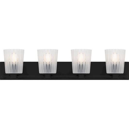 Quoizel Gray 4Lt Bath Light, Black/Clear Ribbed Sandblasted - RAY8632MBK