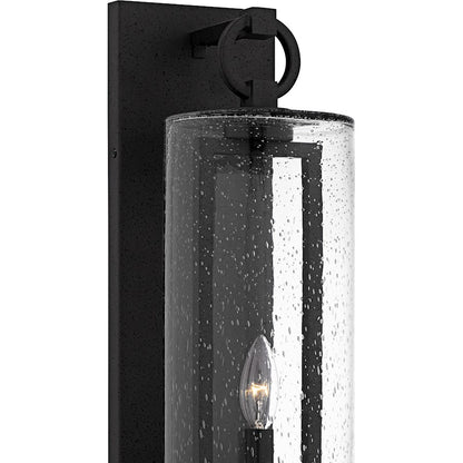 Redan 1Lt 22" Outdoor Lantern, Stone Black/Clear Seedy