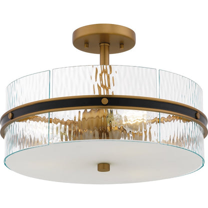 Reagan 3Lt Semi-Flush Mount, Black/Clear Water
