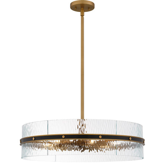Quoizel Reagan 6Light Pendant, Matte Black/Clear Water Glass - REA2824MBK
