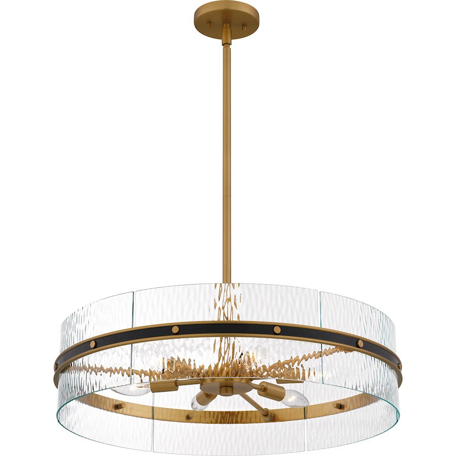 Reagan 6Light Pendant, Matte Black/Clear Water Glass