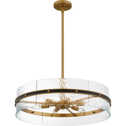 Reagan 6Light Pendant, Matte Black/Clear Water Glass
