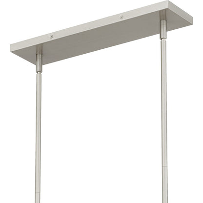 Ramada 16 Light Island Light, Nickel/Clear Ribbed Glass