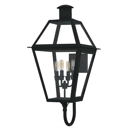 Rue De Royal 4Lt 30" Outdoor Lantern, Black/Clear/Tempering