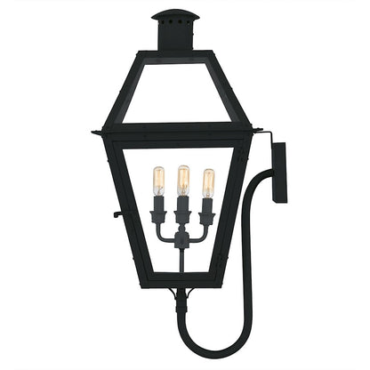 Rue De Royal 4Lt 30" Outdoor Lantern, Black/Clear/Tempering