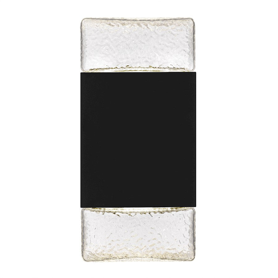 Saxton Lt 10" Outdoor Lantern, Black/Clear Textured
