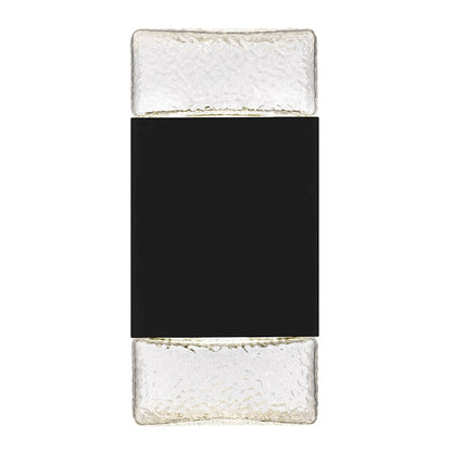 Saxton Lt 10" Outdoor Lantern, Black/Clear Textured