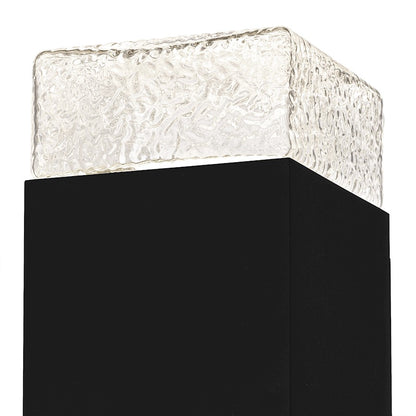 Saxton Lt 10" Outdoor Lantern, Black/Clear Textured