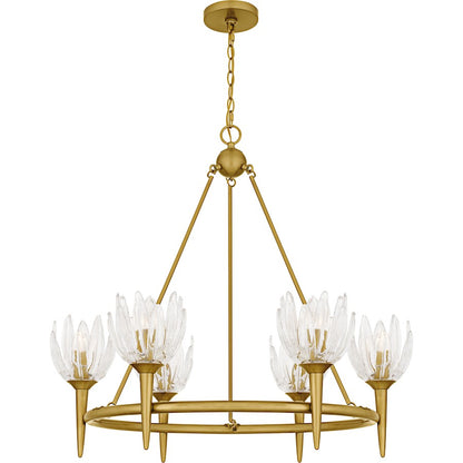 Quoizel Shea 6Light Chandelier, Brushed Gold/Glass - SHA5032BRG
