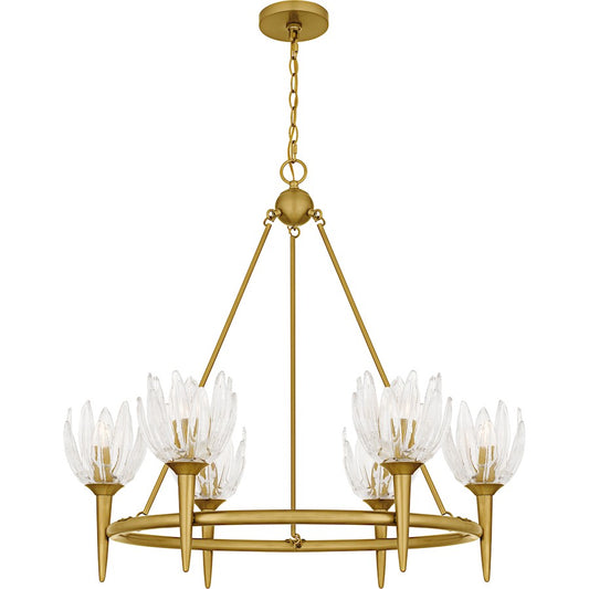 Quoizel Shea 6Light Chandelier, Brushed Gold/Glass - SHA5032BRG
