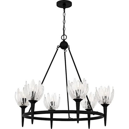 Shea 6Light Chandelier, Matte Black/Glass