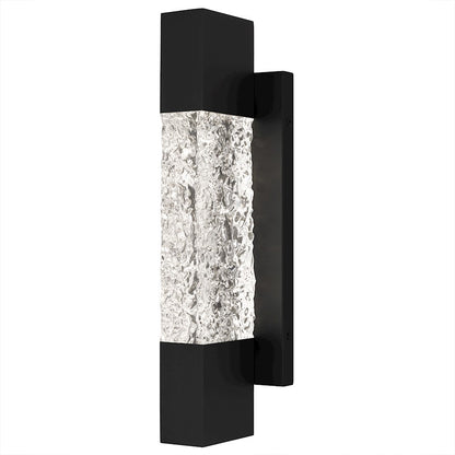 Quoizel Solace Lt 16" Outdoor Lantern, Black/Handmade Clear Text - SOL8404MBK