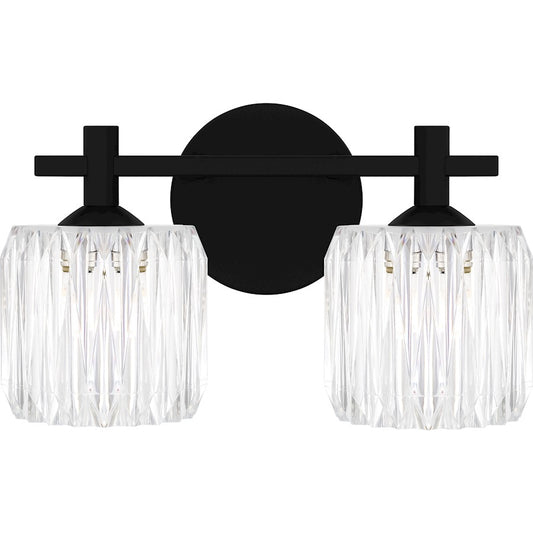 Quoizel Spade 2Light Bath Light, Matte Black/Clear Acrylic - SPD8614MBK