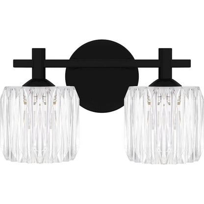 Spade 2Light Bath Light, Matte Black/Clear Acrylic
