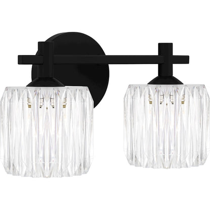 Spade 2Light Bath Light, Matte Black/Clear Acrylic