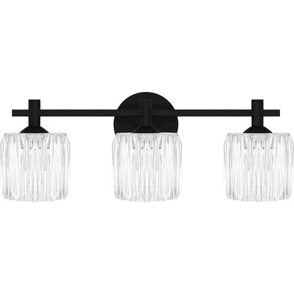 Spade 3Light Bath Light, Matte Black/Clear Acrylic