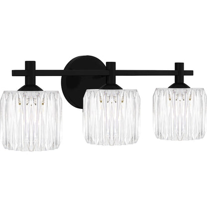 Spade 3Light Bath Light, Matte Black/Clear Acrylic