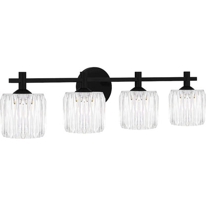 Spade 4Light Bath Light, Matte Black/Clear Acrylic