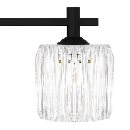 Spade 4Light Bath Light, Matte Black/Clear Acrylic