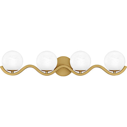 Quoizel Spherical 4Light Bath Light, Aged Brass/Cloud Glass - SRI8631AB