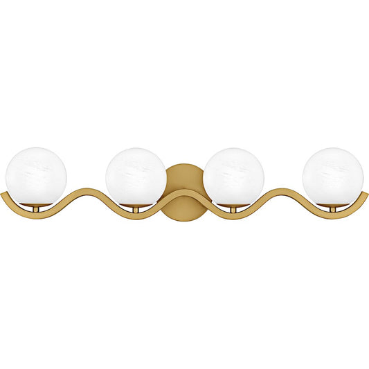 Quoizel Spherical 4Light Bath Light, Aged Brass/Cloud Glass - SRI8631AB