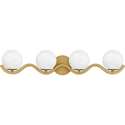Spherical 4Light Bath Light, Aged Brass/Cloud Glass