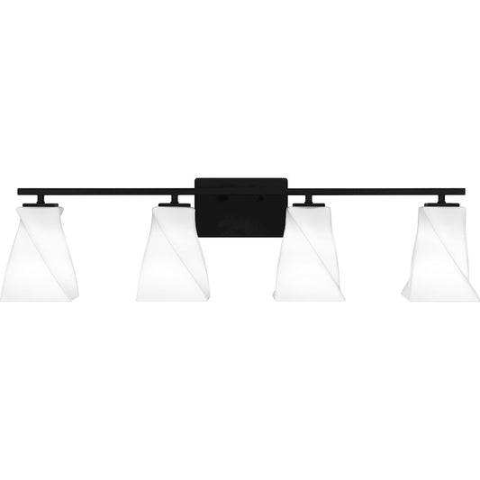 Quoizel Stetson 4 Light Bath Light, Matte Black/Opal Etched Glass - STS8634MBK