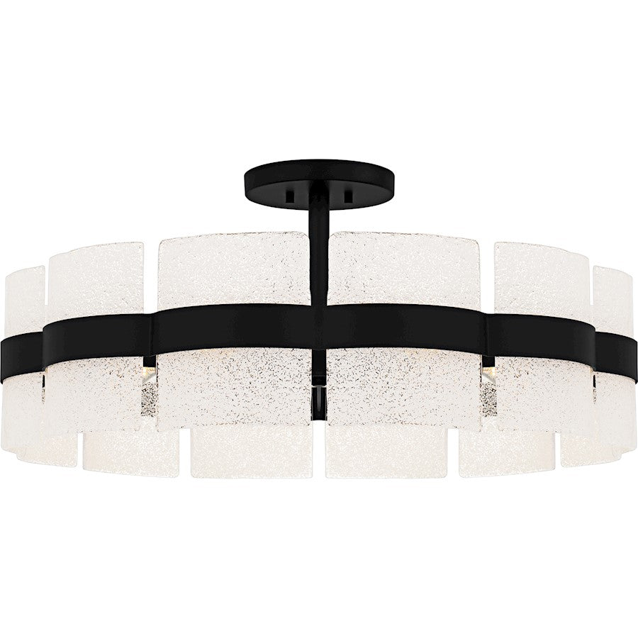 Quoizel Sweeney 6Lt Semi-Flush Mount, Black/Clear/White Sand Inside - SWE1730MBK