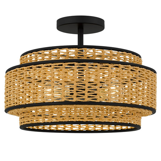 Quoizel Teton 3-Lt Matte Black Semi-Flush Mount, Matte Black - TET1716MBK