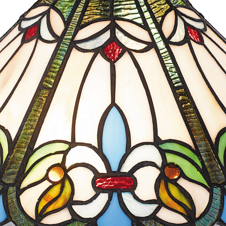 Giles 2Light Table Lamp, Matte Black/Multicolor Art Glass