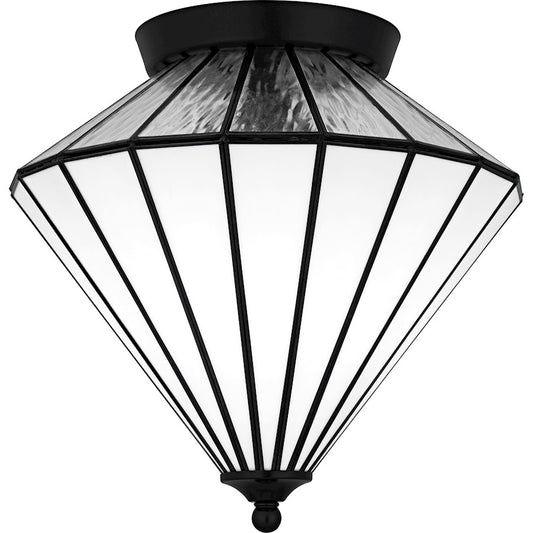 Quoizel Liam 3Light Flush Mount, Matte Black/Multicolor Art Glass - TF6812MBK