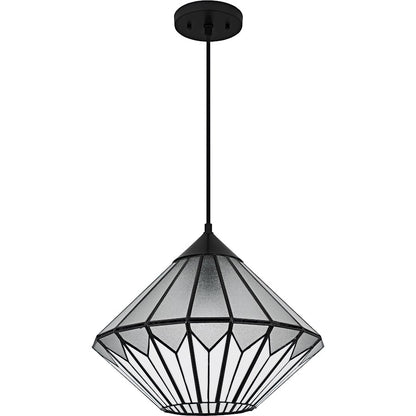 Olivier 1Light Pendant, Matte Black/Multicolor Art Glass