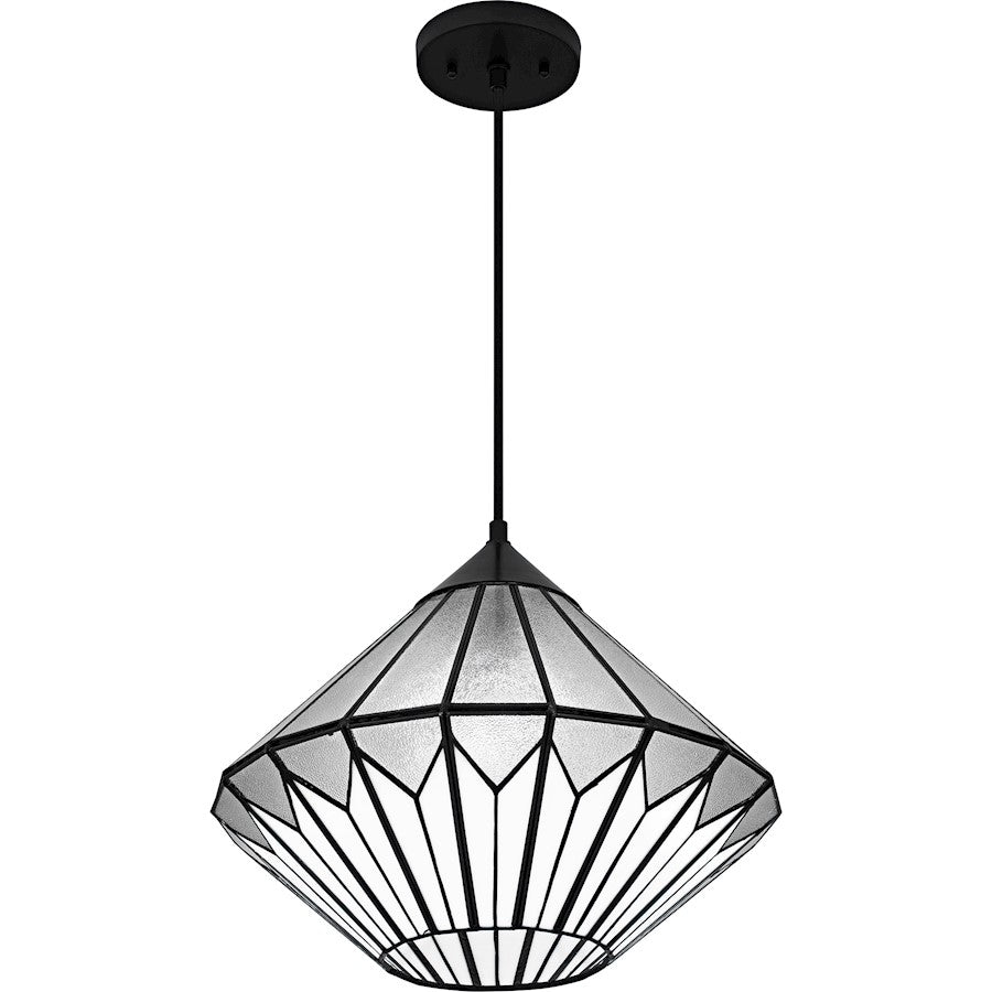 Olivier 1Light Pendant, Matte Black/Multicolor Art Glass