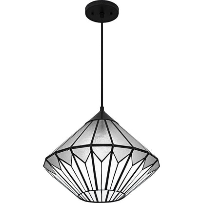 Olivier 1Light Pendant, Matte Black/Multicolor Art Glass