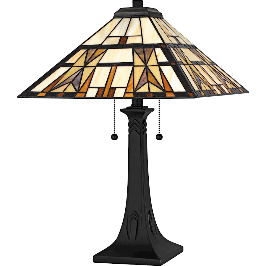 Kaylor 2Light Table Lamp, Matte Black/Multicolor Art Glass
