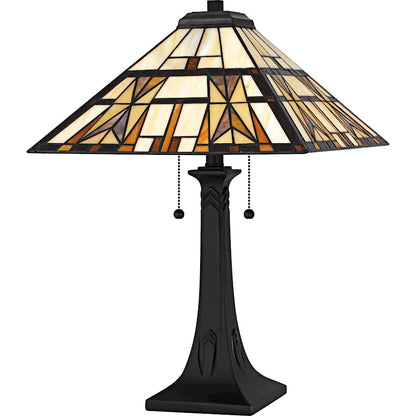 Kaylor 2Light Table Lamp, Matte Black/Multicolor Art Glass