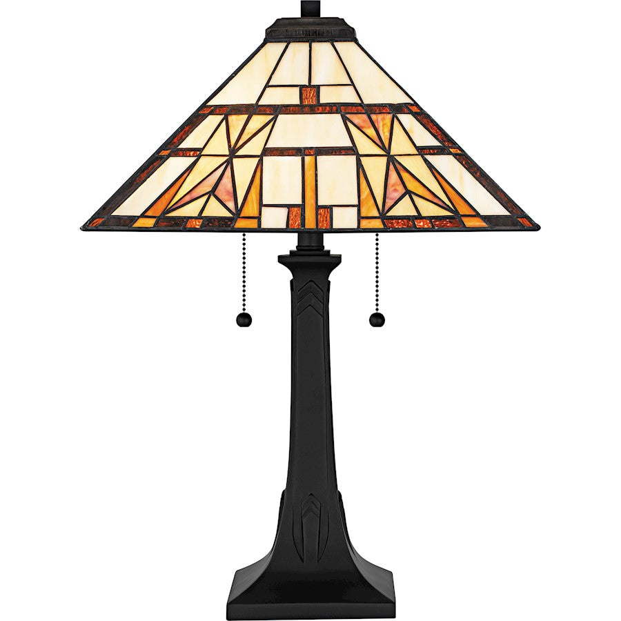 Kaylor 2Light Table Lamp, Matte Black/Multicolor Art Glass