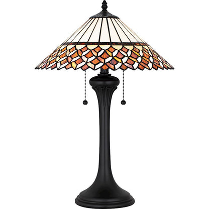 Quoizel Isla 2Light Table Lamp, Matte Black/Multicolor Art Glass - TF6815MBK