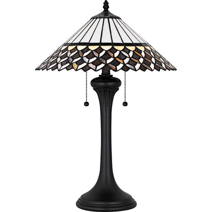 Isla 2Light Table Lamp, Matte Black/Multicolor Art Glass
