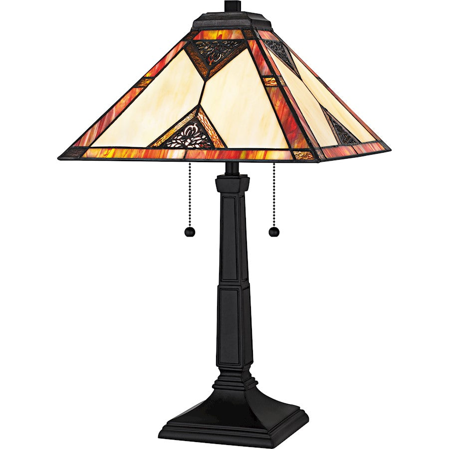 Quoizel Aiden 2Light Table Lamp, Matte Black/Multicolor Art Glass - TF6816MBK