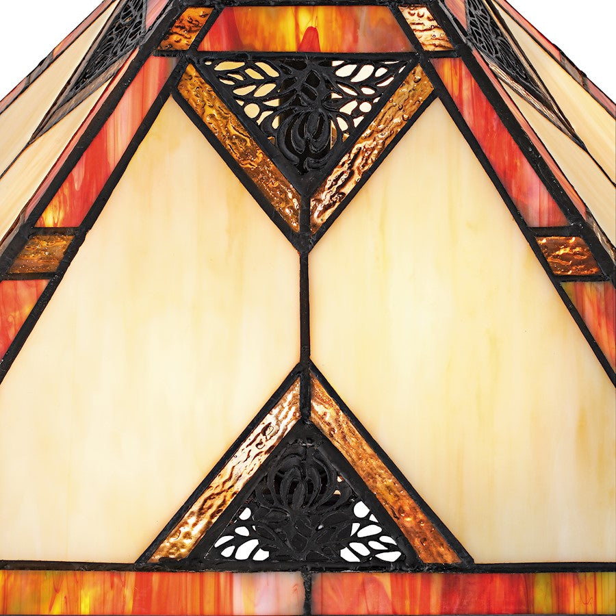 Aiden 2Light Table Lamp, Matte Black/Multicolor Art Glass