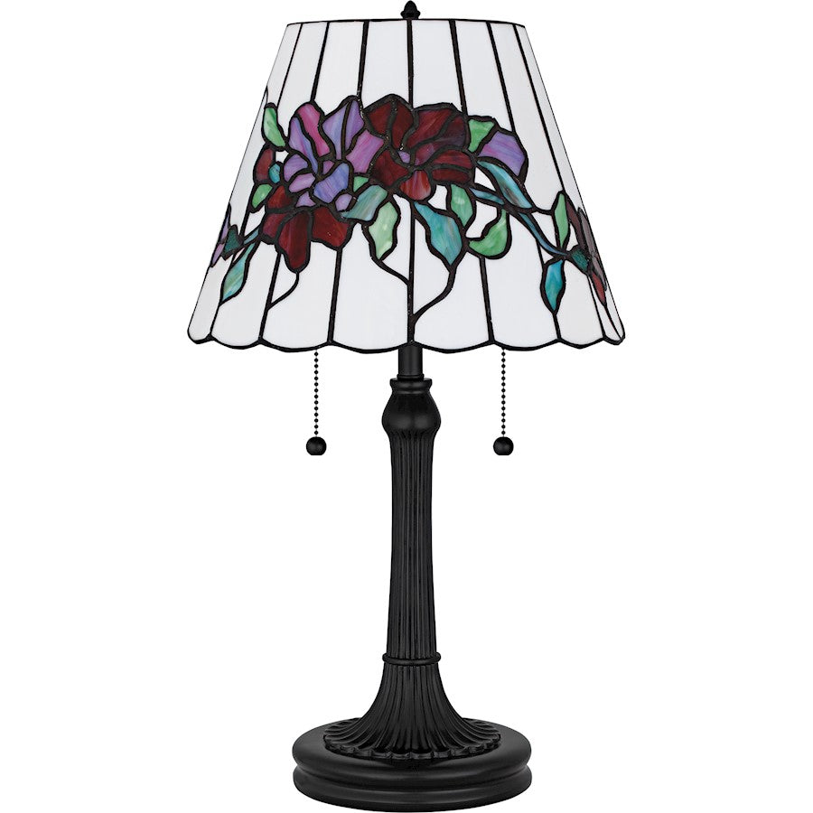Aurora 2Light Table Lamp, Matte Black/Multicolor Art Glass