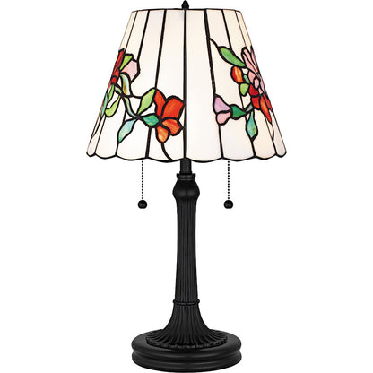 Aurora 2Light Table Lamp, Matte Black/Multicolor Art Glass
