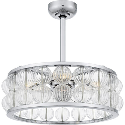 Quoizel Terrarock 4Lt Fandelier, Polished Chrome/Clear Ribbed - TRK3123C